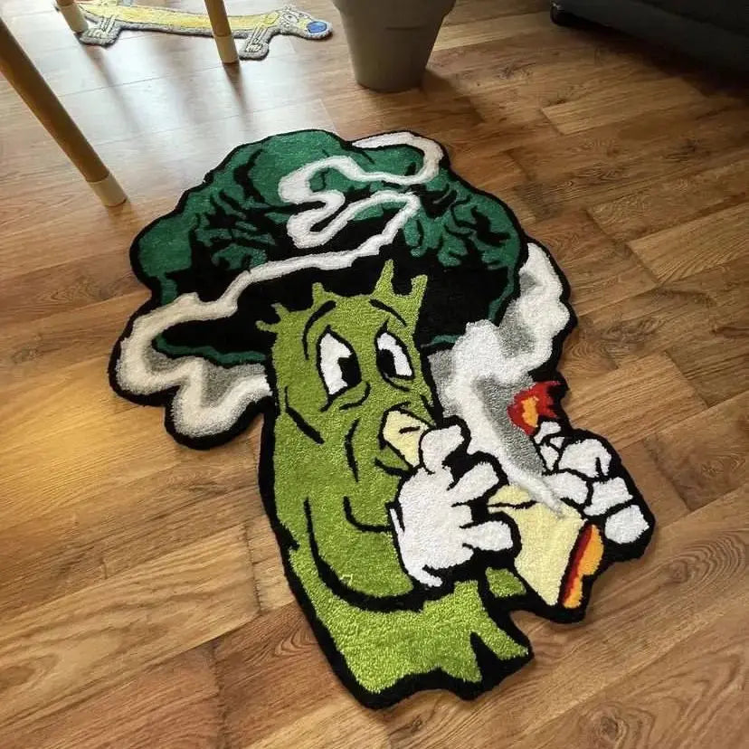 Cartoon Smoking Mr Tree Cartoon Rug Home Decor Custom Digital Printing Process Housewarming Non-slip Decoration Carpet Gift