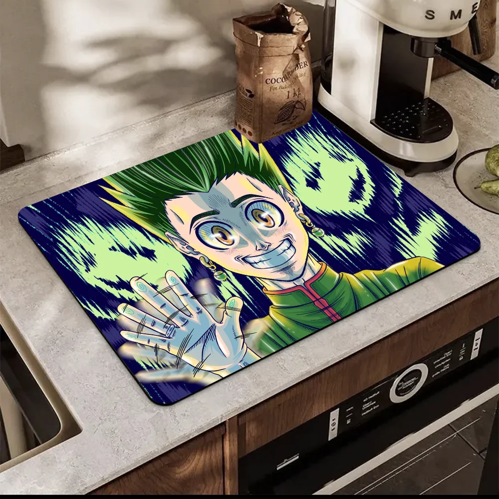 Hunter X Hunter Manga Anime New Super Absorbent Coffee Dish Kitchen Absorbent Draining Mat Drying Mat Quick Dry Bathroom