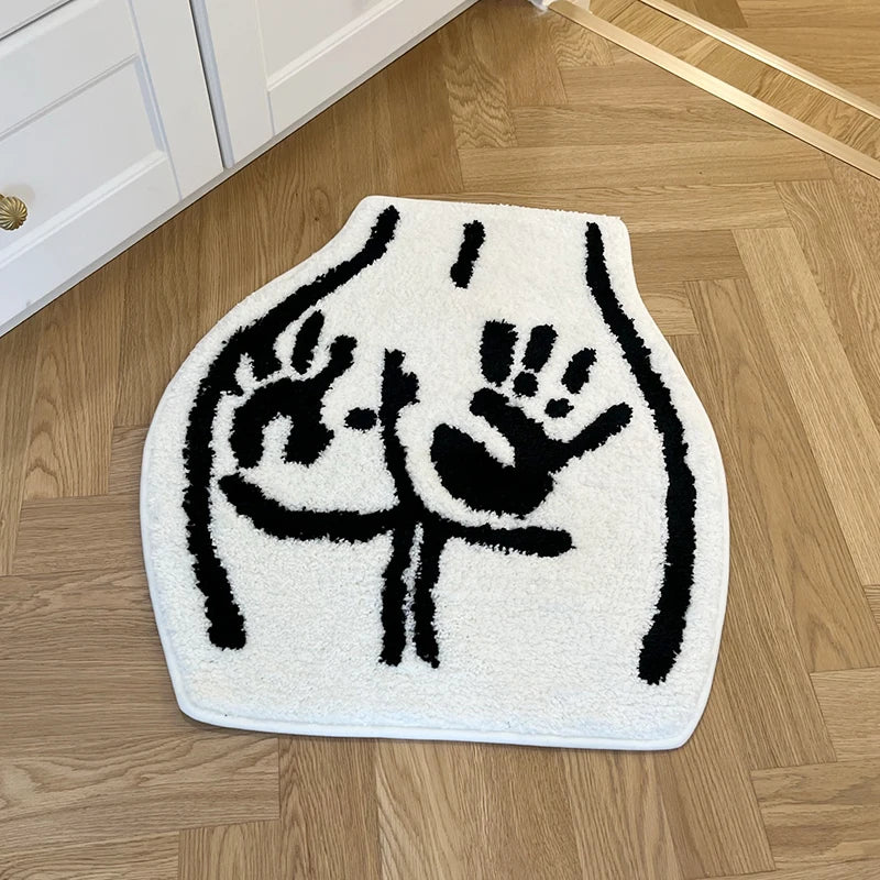 VIKAMA Cartoon Palm Game Machine Imitation Cashmere Rug Comfort Insulation Bathroom Door Mat Entry Door Mat Home Decor