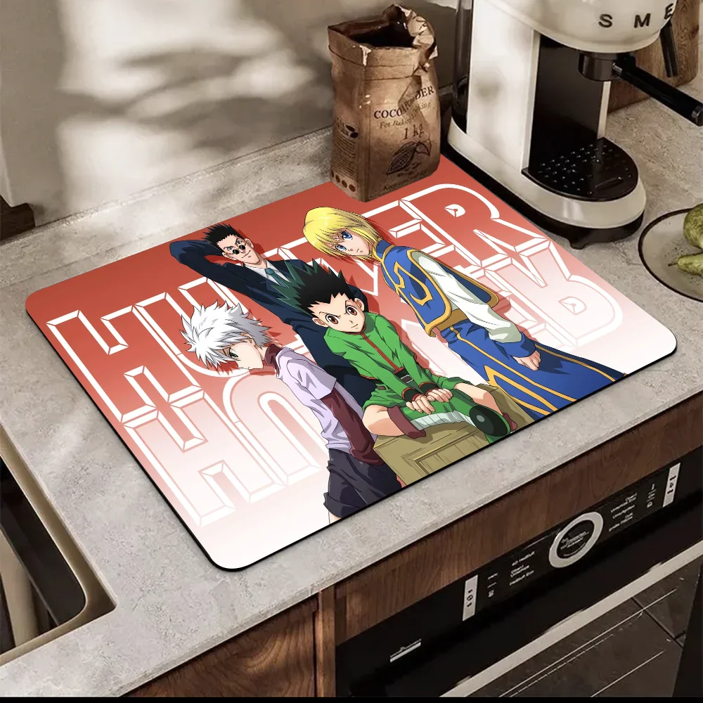 Hunter X Hunter Manga Anime New Super Absorbent Coffee Dish Kitchen Absorbent Draining Mat Drying Mat Quick Dry Bathroom