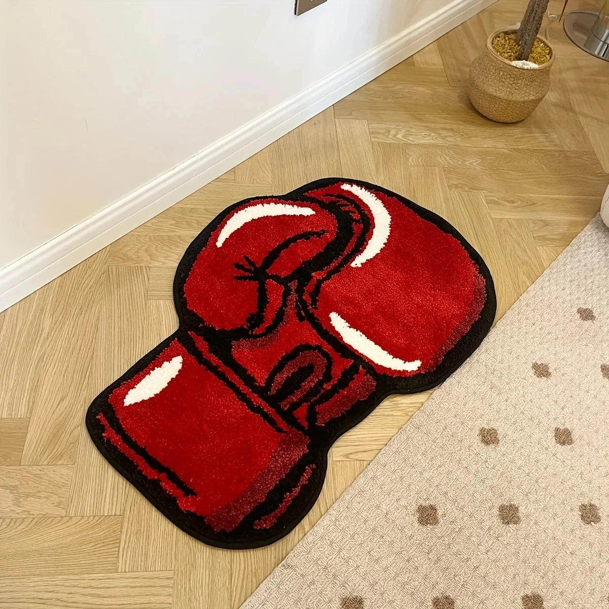 Red Left and Right Boxing Gloves Living Room Carpet Chic Bedroom Rug Corridor Area Floor Pad Mat Doormat Aesthetic Home Decor