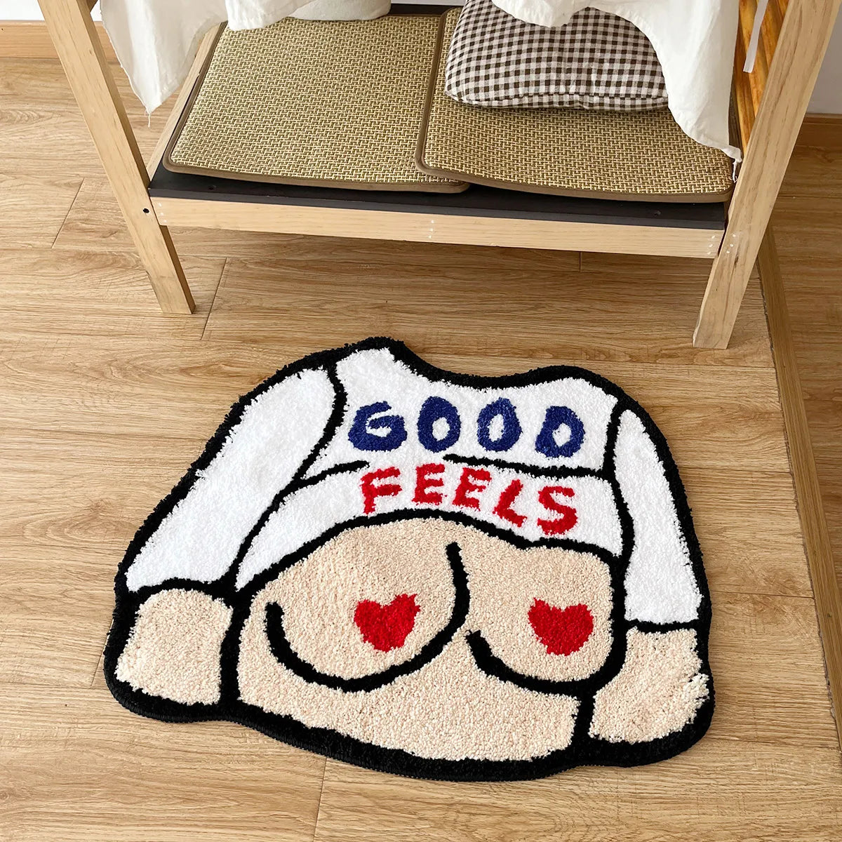 Big Chest Breast Rug Vintage Tufting Letters Bedroom Rug Chic Bedside Mat Bathmat Entrance Floor Door Carpet Pad Aesthetic Home