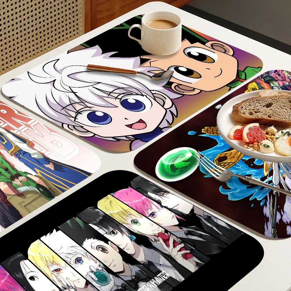 Hunter X Hunter Manga Anime New Super Absorbent Coffee Dish Kitchen Absorbent Draining Mat Drying Mat Quick Dry Bathroom