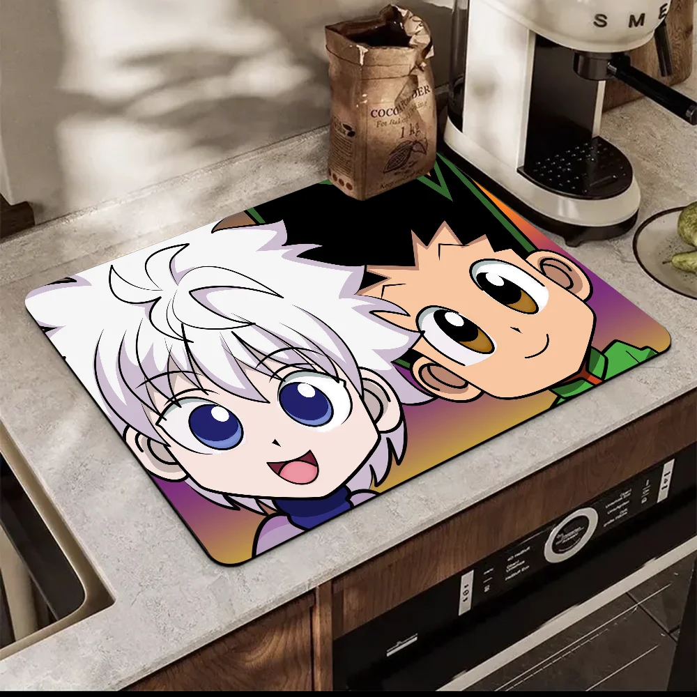 Hunter X Hunter Manga Anime New Super Absorbent Coffee Dish Kitchen Absorbent Draining Mat Drying Mat Quick Dry Bathroom