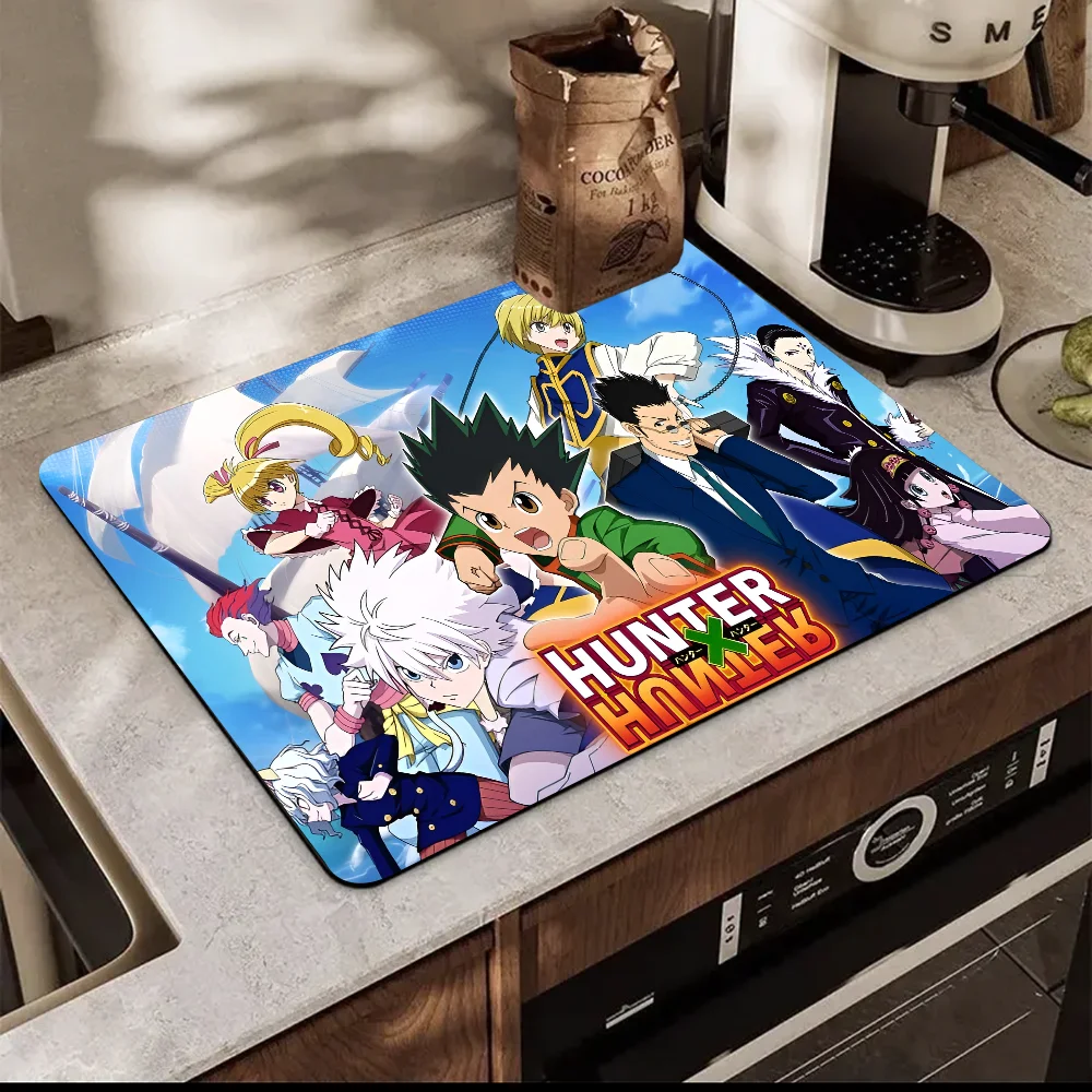 Hunter X Hunter Manga Anime New Super Absorbent Coffee Dish Kitchen Absorbent Draining Mat Drying Mat Quick Dry Bathroom