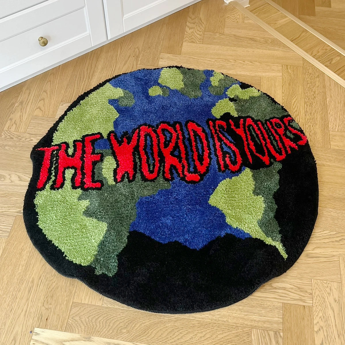 Earth Round Mat Bathroom Mat Anti-Slip Soft Cushion Pad Bedside Carpet Rug Floor Bedroom Doormat Aesthetic Home Room Decor