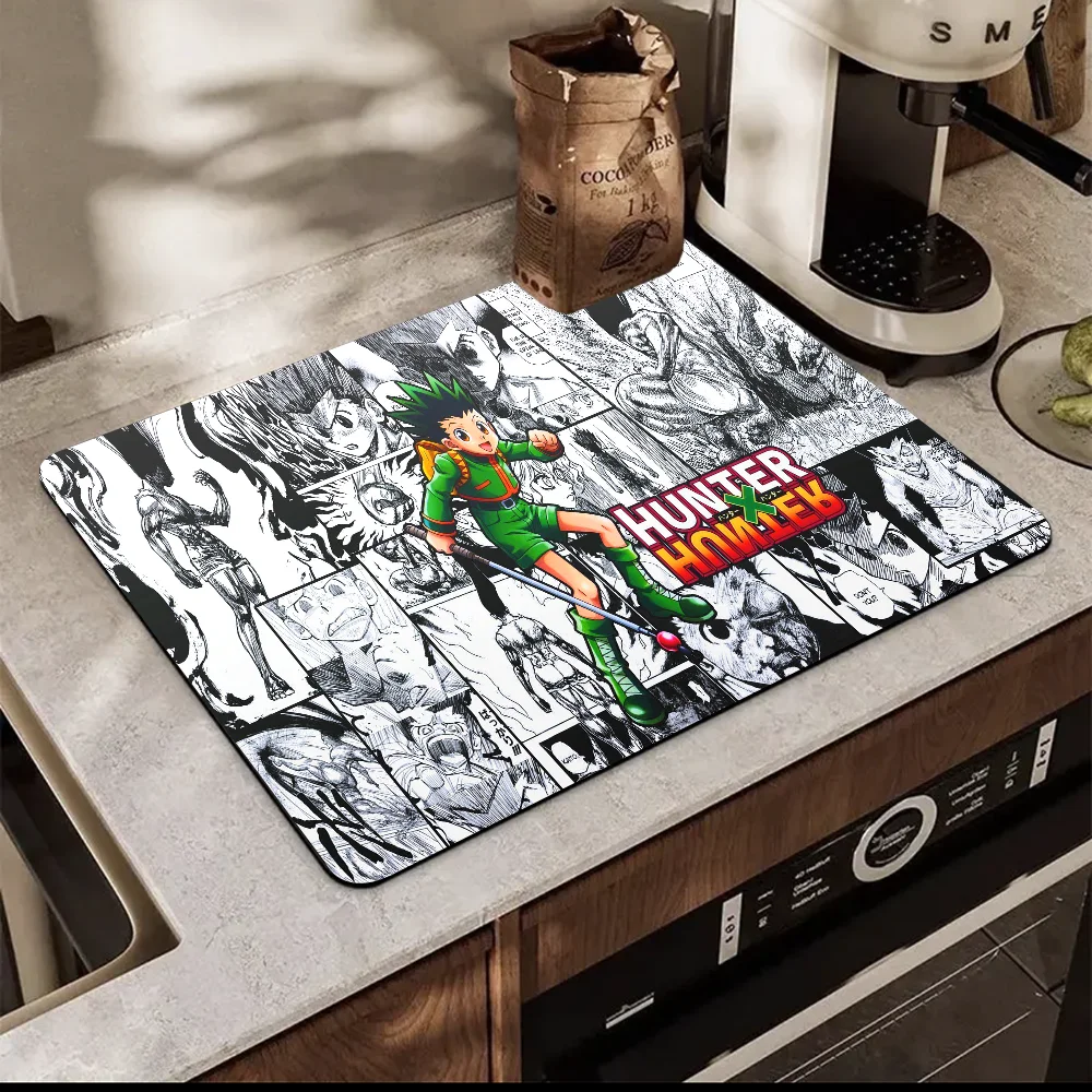 Hunter X Hunter Manga Anime New Super Absorbent Coffee Dish Kitchen Absorbent Draining Mat Drying Mat Quick Dry Bathroom