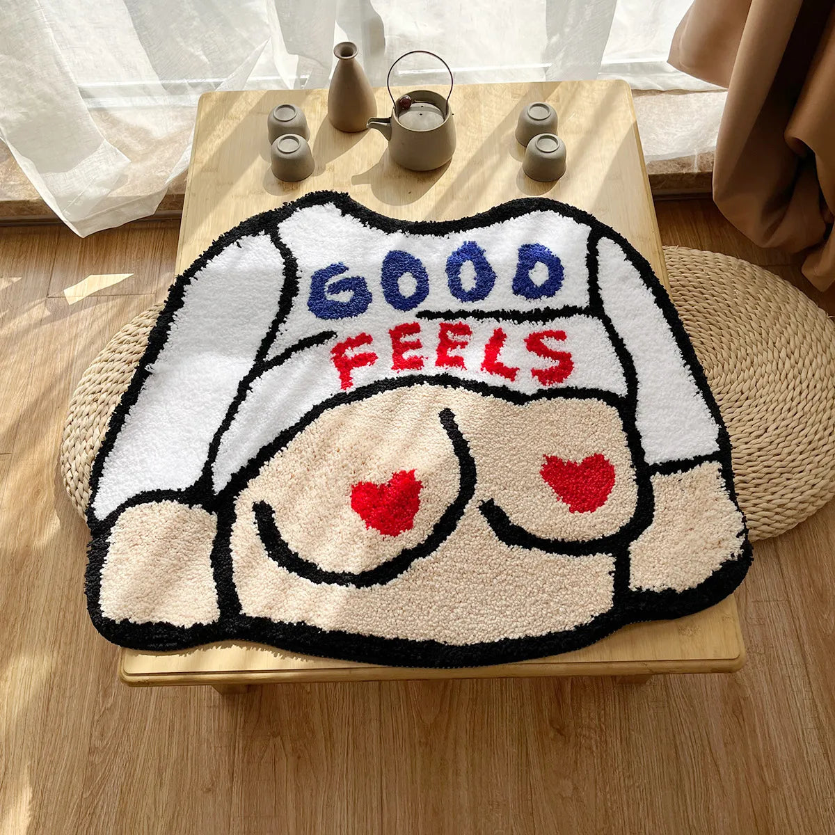 Big Chest Breast Rug Vintage Tufting Letters Bedroom Rug Chic Bedside Mat Bathmat Entrance Floor Door Carpet Pad Aesthetic Home